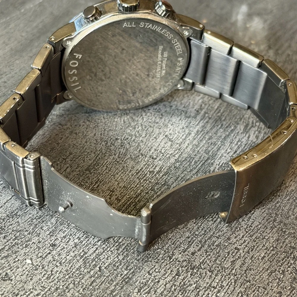 Fossil Black and Silver Men's 47mm Watch